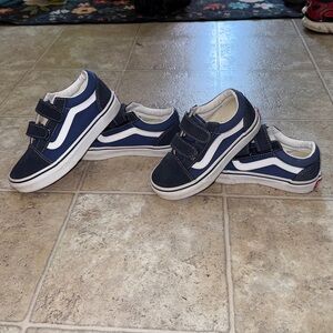 Kids' Navy and White Velcro Vans